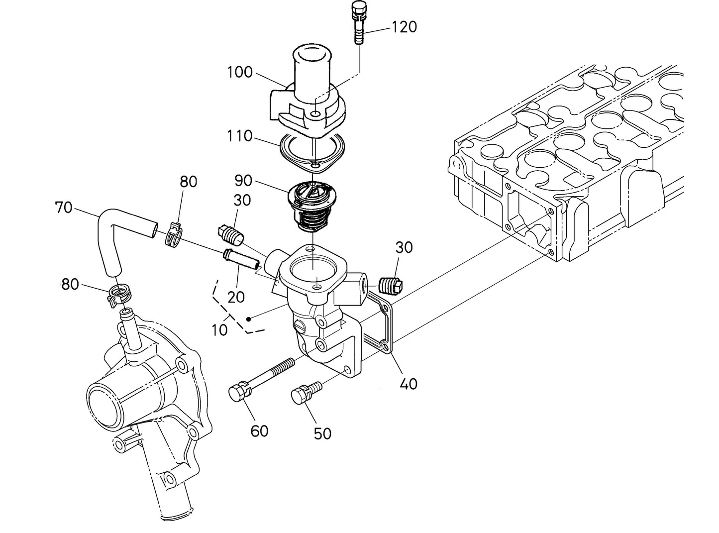 Water Flange And Thermostat